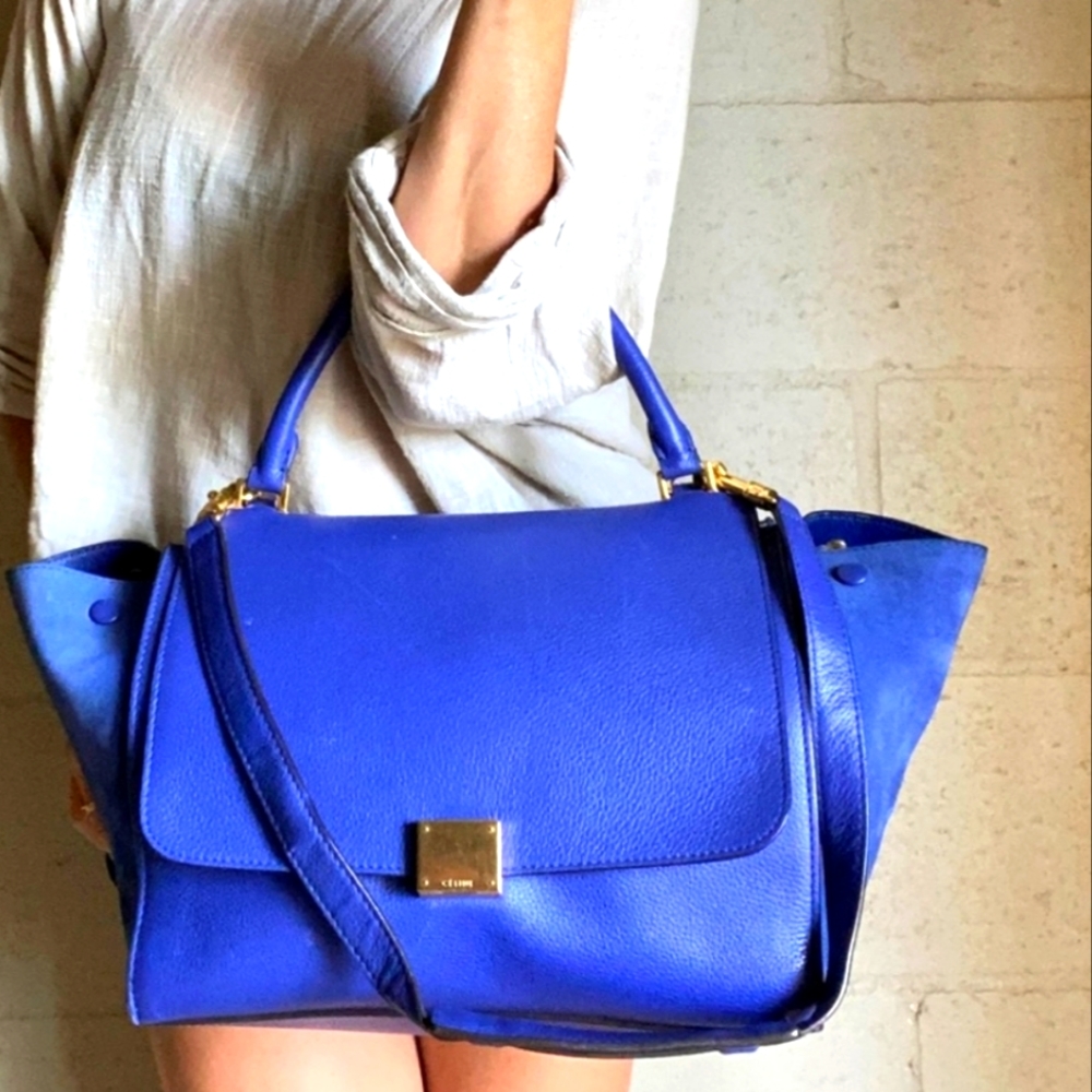 Celine trapeze royal blue leather purse - Picture 5 of 11